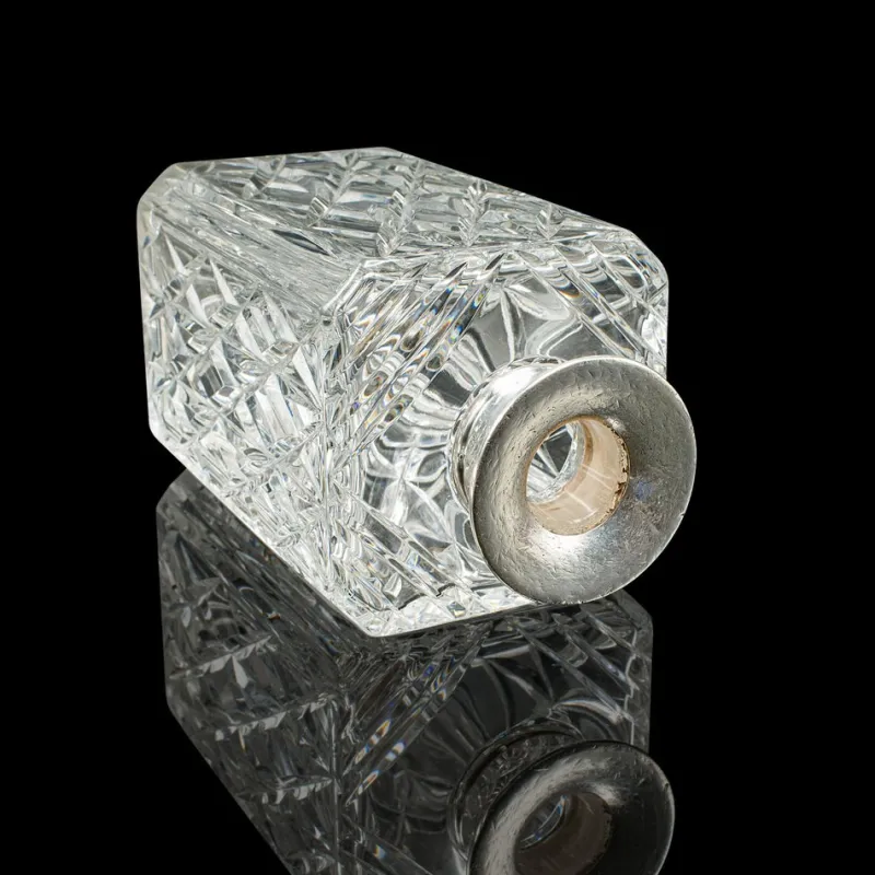 Pamono Vintage English Silver Collared Crystal Spirit Decanter, 1969> Bottles, Carafes & Jugs