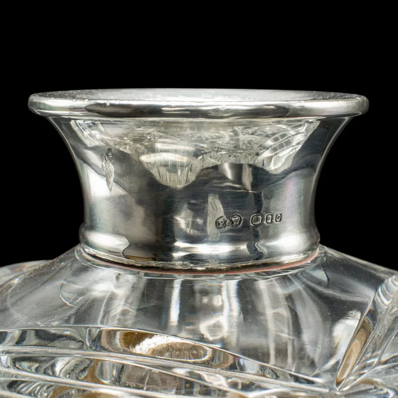 Pamono Vintage English Silver Collared Crystal Spirit Decanter, 1969> Bottles, Carafes & Jugs