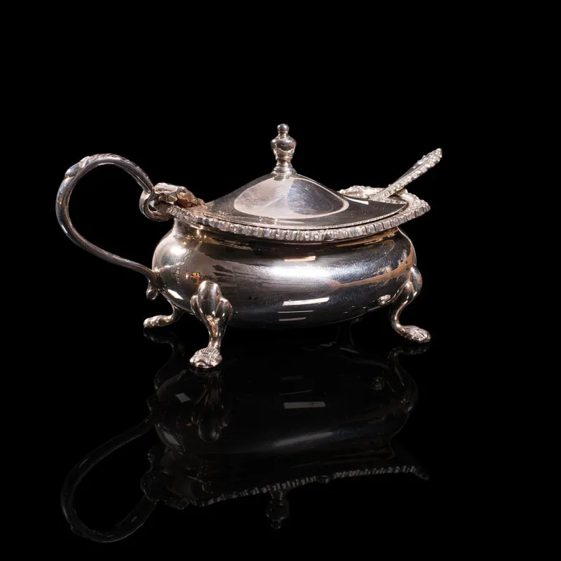 Best Pamono Vintage English Silver-Plated Mustard Pot & Pepperette, Mid-20th Century, Set of 2