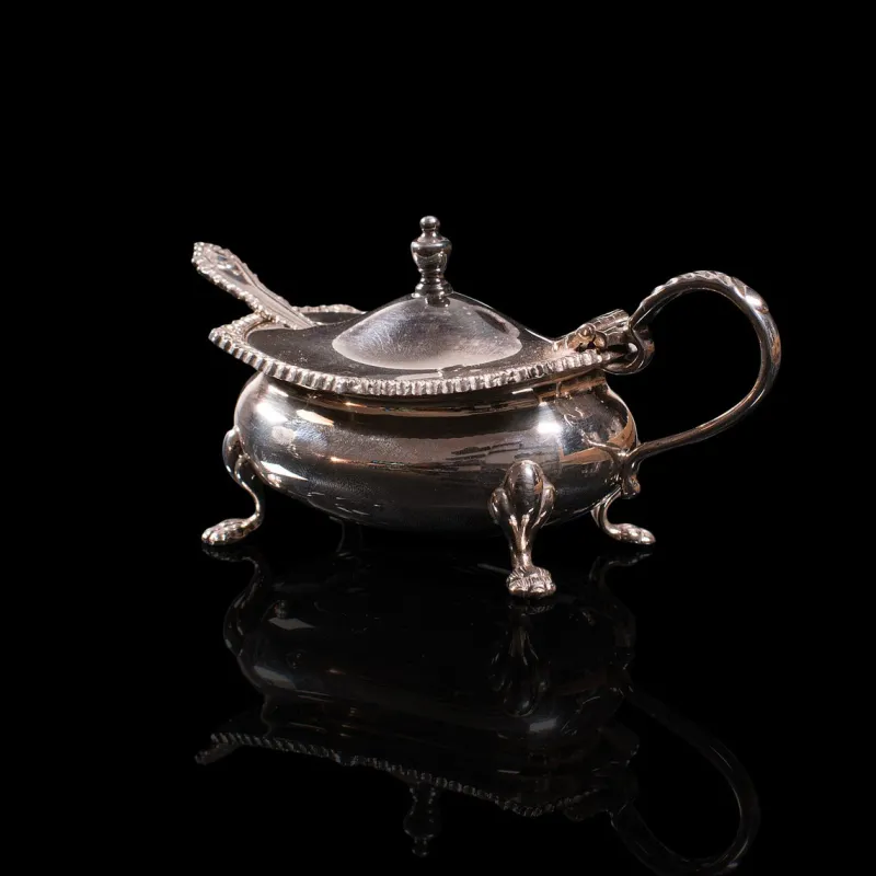 Best Pamono Vintage English Silver-Plated Mustard Pot & Pepperette, Mid-20th Century, Set of 2