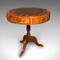 Pamono Vintage English Walnut and Leather Rotary Centre Table, 1970> Game Tables