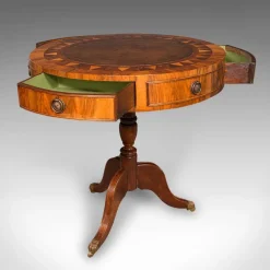 Pamono Vintage English Walnut and Leather Rotary Centre Table, 1970> Game Tables