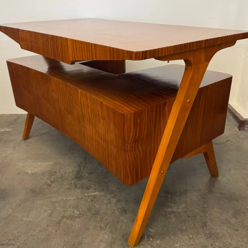 Discount Pamono Vintage Exotic Wood Desk, 1950s