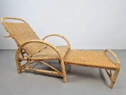 Pamono Vintage Extendable Deck Chair in Rattan, 1960> Garden Seating