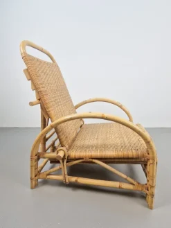 Pamono Vintage Extendable Deck Chair in Rattan, 1960> Garden Seating