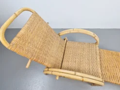 Pamono Vintage Extendable Deck Chair in Rattan, 1960><noscript><img width=