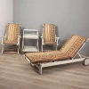 Pamono Vintage Fabric Deck Chairs and Trolley by Clara Agnelli Per Reguitti for Fratelli Reguitti, 1970s, Set of 4> Garden Seating