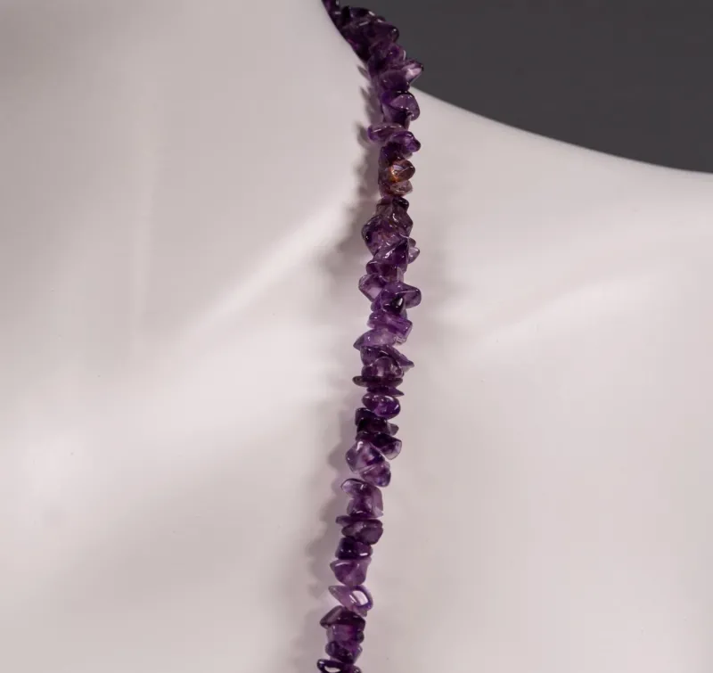 Pamono Vintage Fashion Gemstone Necklace with Violet Amethyst Quartz, 1980s