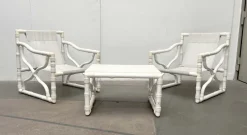 Pamono Vintage Faux Bamboo Lounge Chairs and Table from Kettal, Spain, 1980s, Set of 3