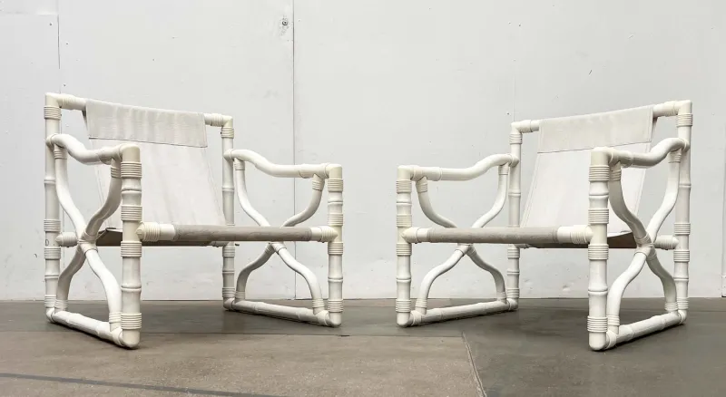 Pamono Vintage Faux Bamboo Lounge Chairs and Table from Kettal, Spain, 1980s, Set of 3