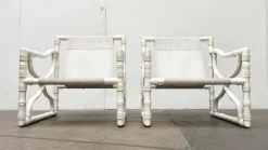 Pamono Vintage Faux Bamboo Lounge Chairs and Table from Kettal, Spain, 1980s, Set of 3