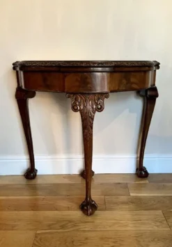 Pamono Vintage Figured Walnut Card Table, 1920><noscript><img width=