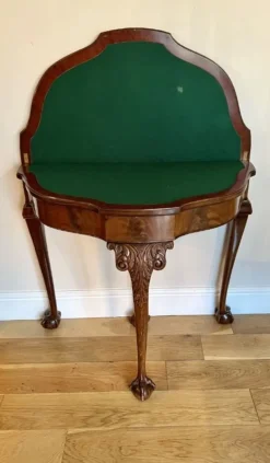 Pamono Vintage Figured Walnut Card Table, 1920><noscript><img width=