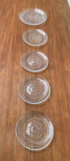 Pamono Vintage Finnish Glas Plates Solaris by Tapio Wirkkala for Iittala, Set of 5><noscript><img width=