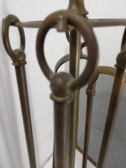 Pamono Vintage Fireplace Accessories in Brass, 1960s, Set of 8><noscript><img width=