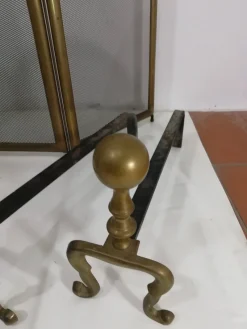 Pamono Vintage Fireplace Accessories in Brass, 1960s, Set of 8><noscript><img width=