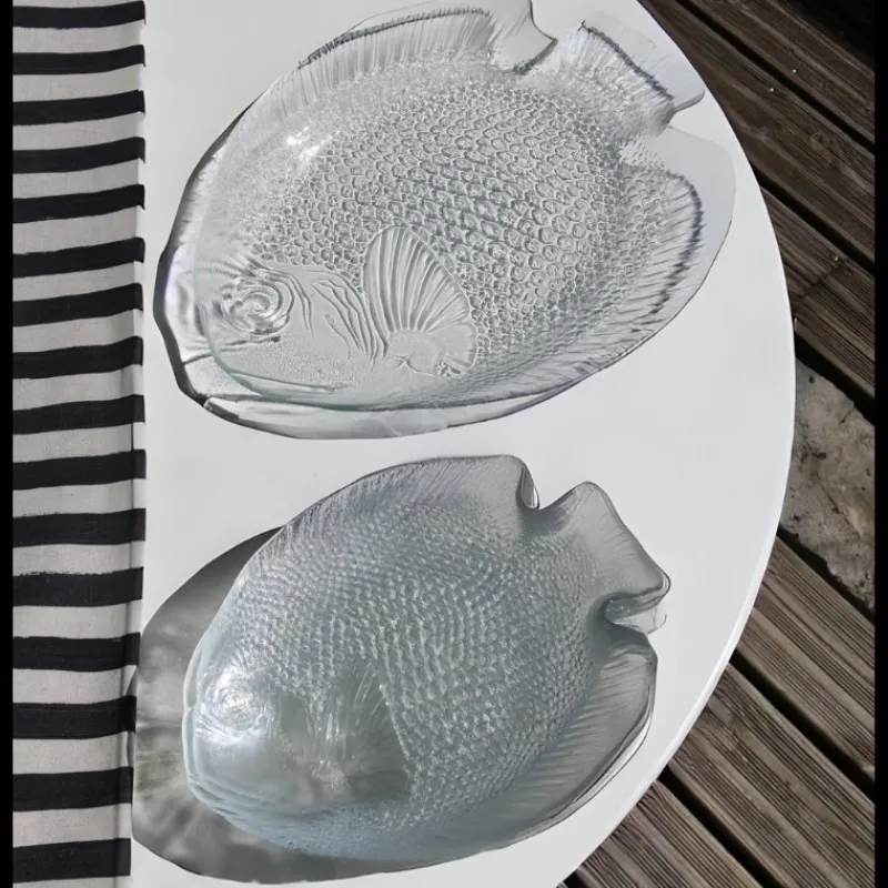 Pamono Vintage Fish Service from Arcoroc, France, 1970s, Set of 9> Serving Dishes