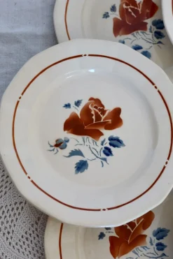 Pamono Vintage Flat Plates in Earthenware from Sarreguemines, 1980s, Set of 8><noscript><img width=