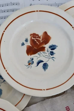 Pamono Vintage Flat Plates in Earthenware from Sarreguemines, 1980s, Set of 8><noscript><img width=