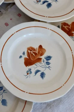 Pamono Vintage Flat Plates in Earthenware from Sarreguemines, 1980s, Set of 8><noscript><img width=