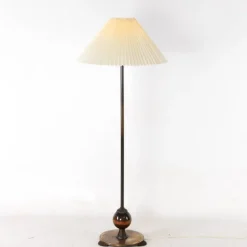 Pamono Vintage Floor Lamp in Brass and Wood, 1970s> Floor Lamps
