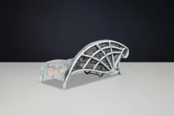 Sale Pamono Vintage Floral Rattan Daybed by Flechtatelier Schütz, 1980s