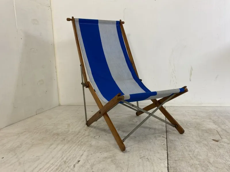 Pamono Vintage Foldable Campaign Garden Beach Chair, 1940s> Garden Seating