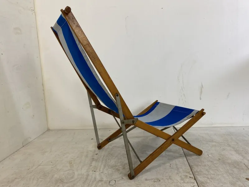 Pamono Vintage Foldable Campaign Garden Beach Chair, 1940s> Garden Seating