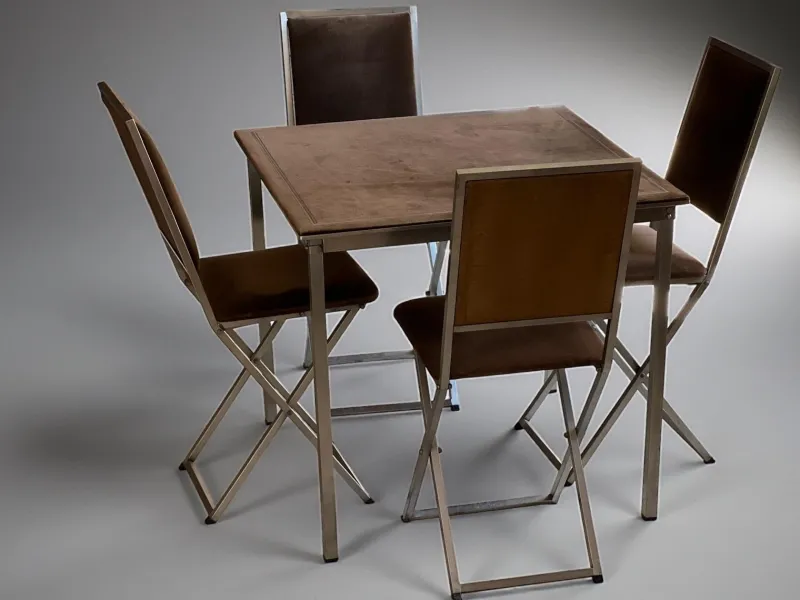 Pamono Vintage Folding Bridge Table and Chairs by Christian Dior, Italy, 1970s, Set of 5> Game Tables