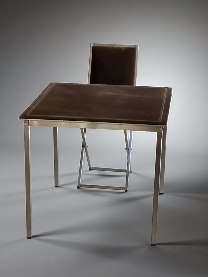 Pamono Vintage Folding Bridge Table and Chairs by Christian Dior, Italy, 1970s, Set of 5> Game Tables