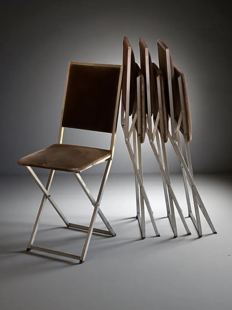 Pamono Vintage Folding Bridge Table and Chairs by Christian Dior, Italy, 1970s, Set of 5> Game Tables