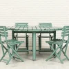 Pamono Vintage Folding Garden Set in Blue Painted Wood, 1970s, Set of 5