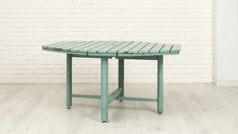 Pamono Vintage Folding Garden Set in Blue Painted Wood, 1970s, Set of 5