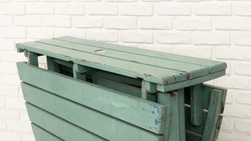 Pamono Vintage Folding Garden Set in Blue Painted Wood, 1970s, Set of 5