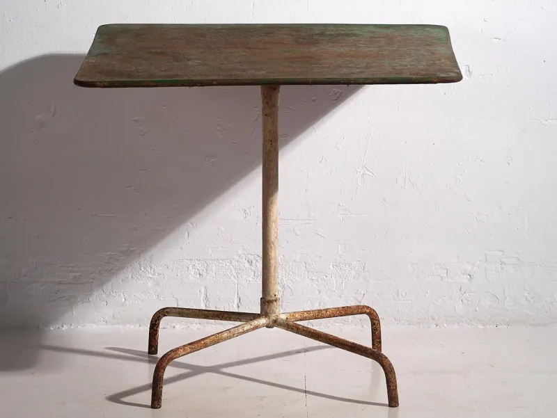 Pamono Vintage Folding Garden Table with Green Patina, 1920> Garden Tables