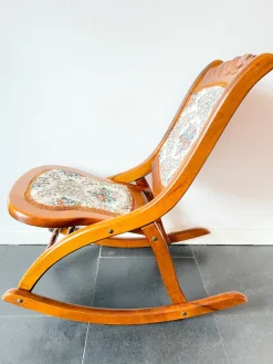 Pamono Vintage Folding Rocking Chair with Gobelin, 1950s><noscript><img width=