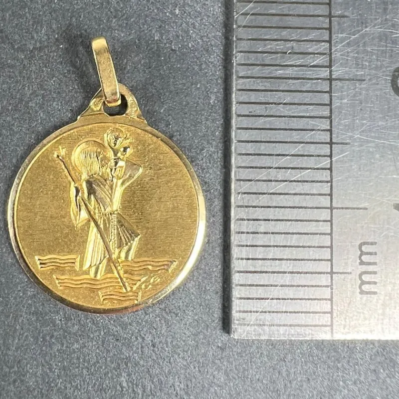 Clearance Pamono Vintage French 18 Karat Yellow Gold Saint Christopher Charm Pendant Medal, 1950s
