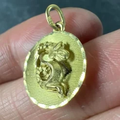 Pamono Vintage French 18 Karat Yellow Gold Capricorn Zodiac Charm Pendant, 1960s><noscript><img width=