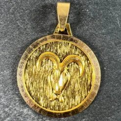 Pamono Vintage French 18 Karat Yellow Gold Zodiac Aries Charm Pendant, 1970s> Necklaces