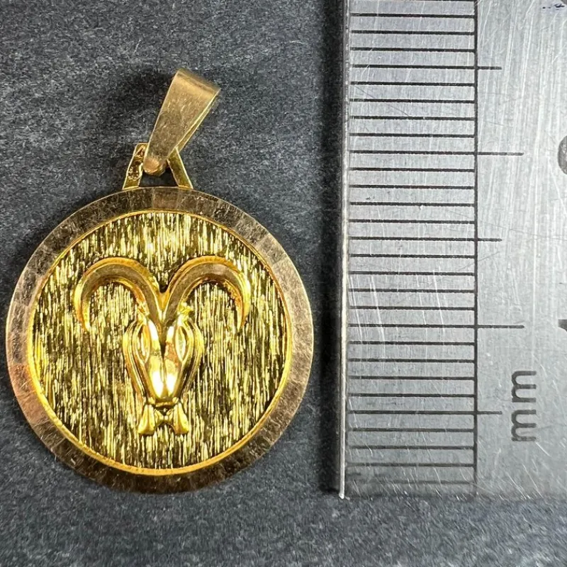 Pamono Vintage French 18 Karat Yellow Gold Zodiac Aries Charm Pendant, 1970s> Necklaces