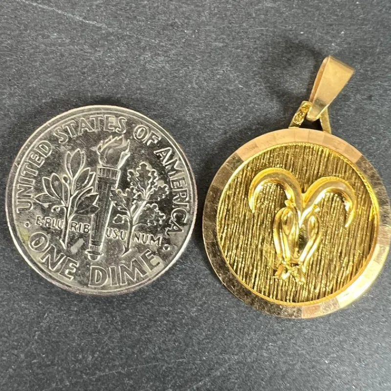 Pamono Vintage French 18 Karat Yellow Gold Zodiac Aries Charm Pendant, 1970s> Necklaces