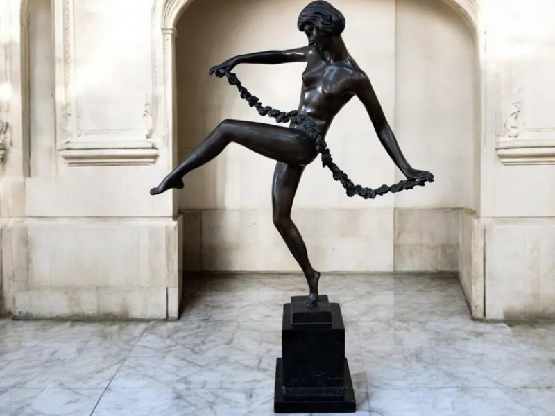 Sale Pamono Vintage French Art Deco Bronze Lady Dancer Figurine, Large Antique, Pierre Faguays, 1920s