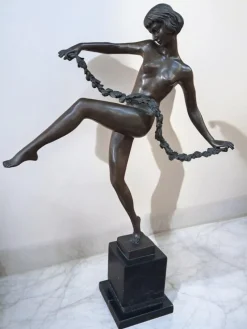 Sale Pamono Vintage French Art Deco Bronze Lady Dancer Figurine, Large Antique, Pierre Faguays, 1920s