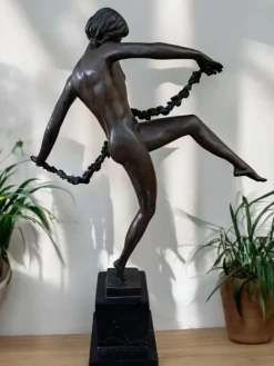 Sale Pamono Vintage French Art Deco Bronze Lady Dancer Figurine, Large Antique, Pierre Faguays, 1920s