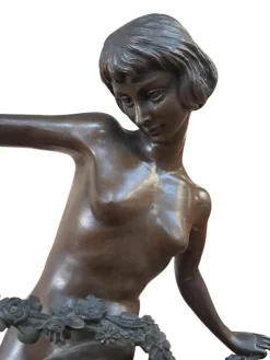 Sale Pamono Vintage French Art Deco Bronze Lady Dancer Figurine, Large Antique, Pierre Faguays, 1920s