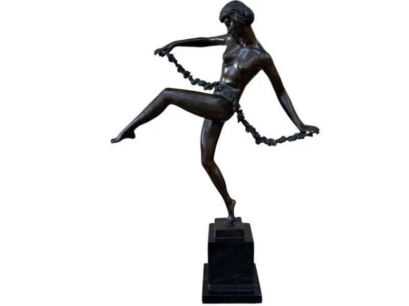 Sale Pamono Vintage French Art Deco Bronze Lady Dancer Figurine, Large Antique, Pierre Faguays, 1920s