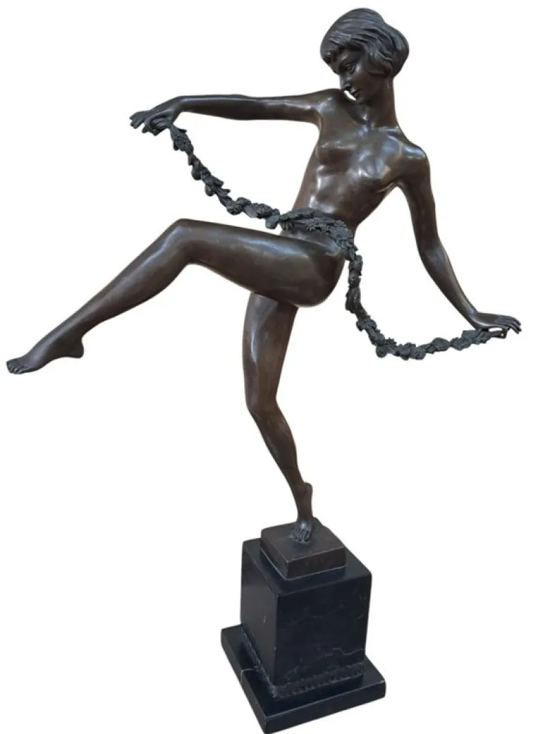 Sale Pamono Vintage French Art Deco Bronze Lady Dancer Figurine, Large Antique, Pierre Faguays, 1920s