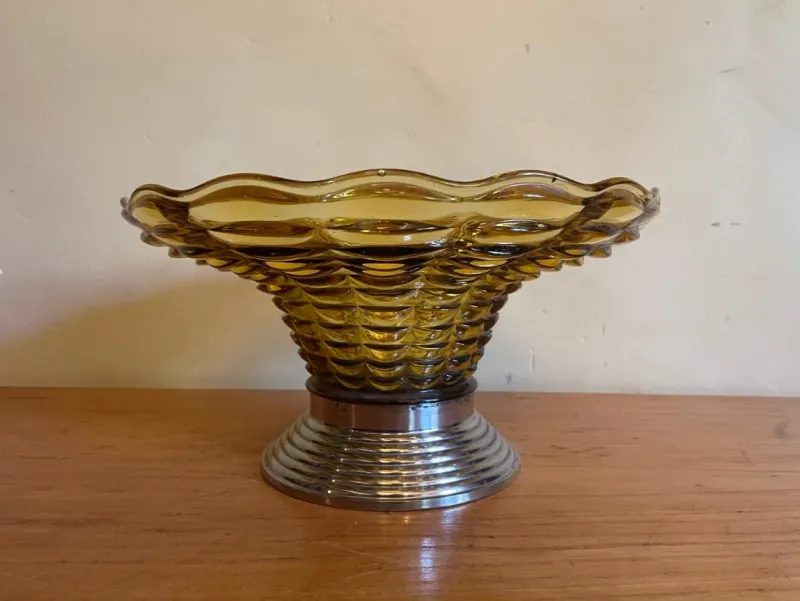 Pamono Vintage French Art Deco Glass Bowl, 1930s> Bowls