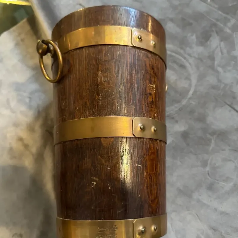 Pamono Vintage French Art Deco Oak and Copper Wine Cooler by Geraud Lafitte, 1940s> Ice Buckets & Wine Coolers