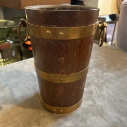 Pamono Vintage French Art Deco Oak and Copper Wine Cooler by Geraud Lafitte, 1940s><noscript><img width=